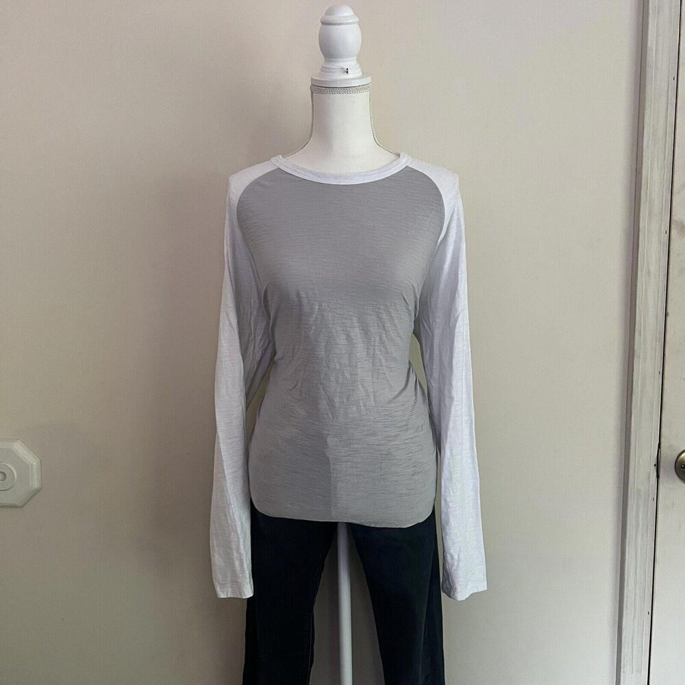 Vince Raglan Long Sleeve Ringer Tee Shirt Mens Medium Gray Cotton Jersey Size L